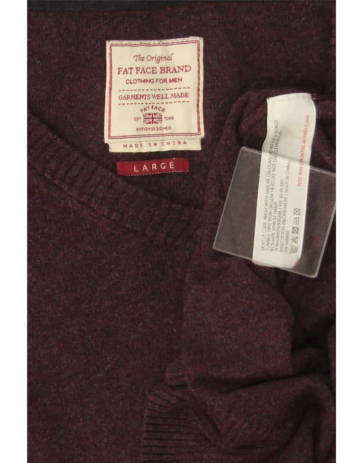 Jersey con cuello en V para hombre Fat Face Algodón morado grande