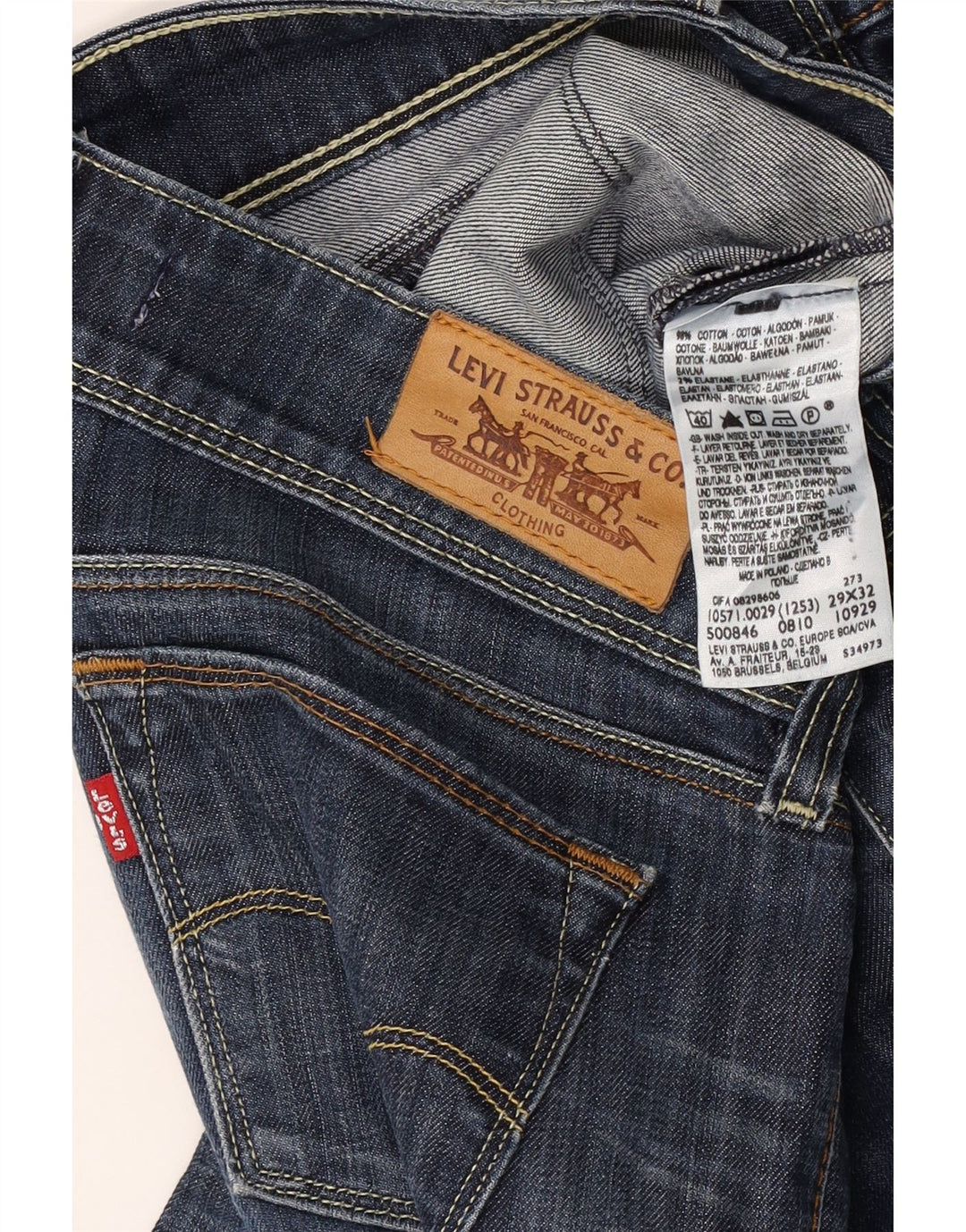 Levi's Mujer 571 Slim Jeans W29 L32 Algodón Azul Marino