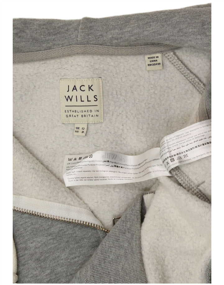 Jack Wills Suéter con capucha y cremallera gráfica para mujer Reino Unido 12 Algodón gris medio