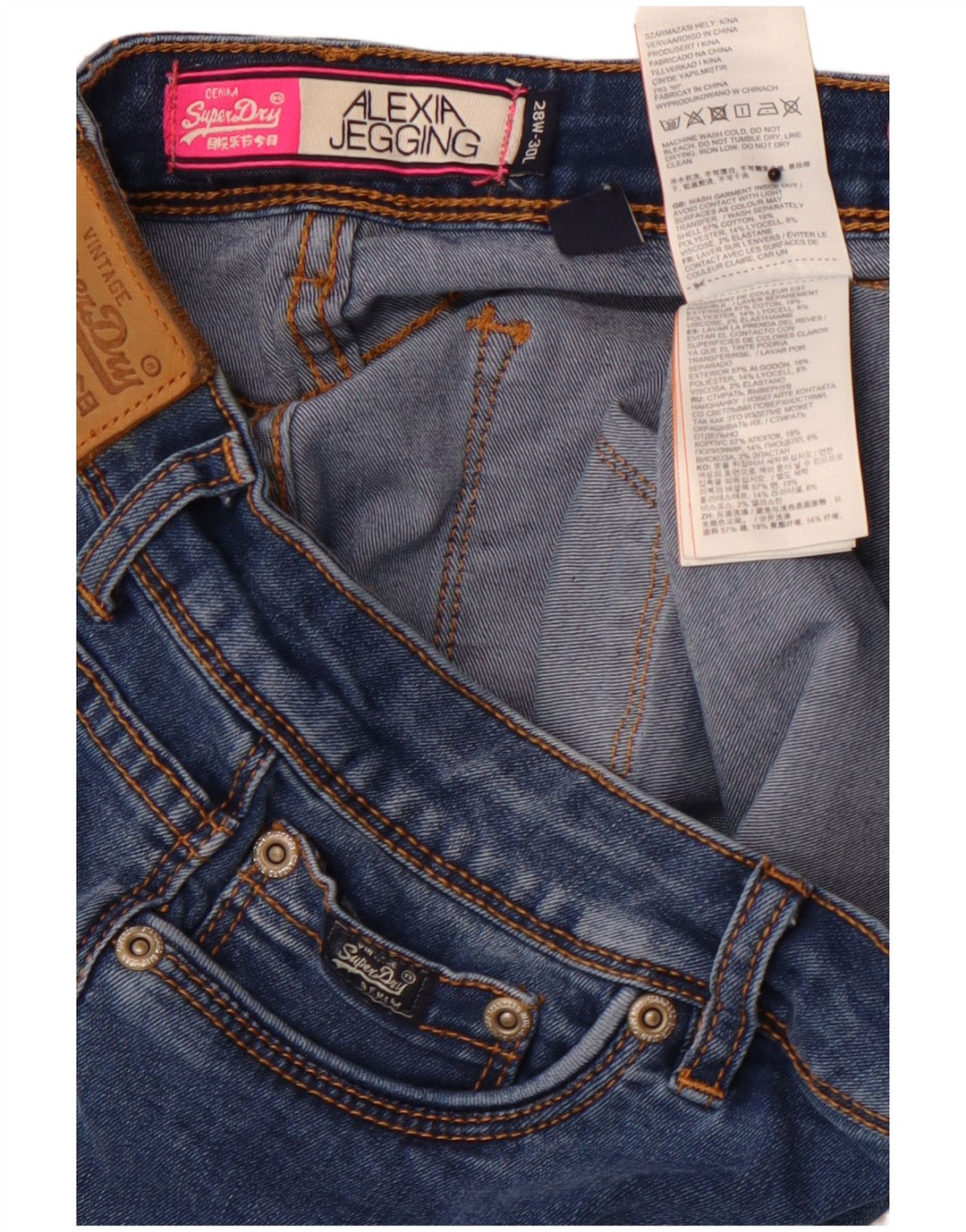 SUPERDRY Vaqueros ajustados Alexia Jegging para mujer W28 L28 Algodón azul