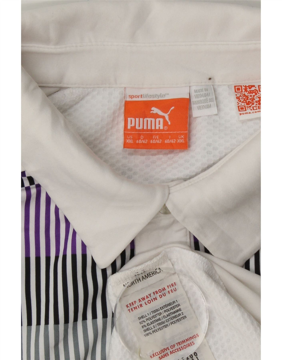 PUMA Polo para hombre 2XL Poliéster a rayas blancas