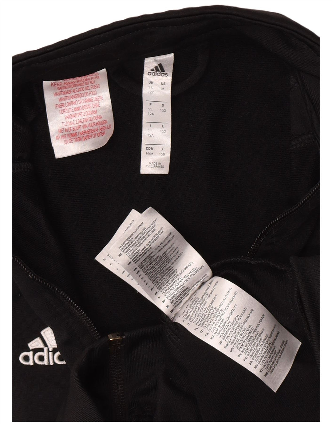 Adidas Chaqueta de chándal para niño 11-12 años Negro Poliéster