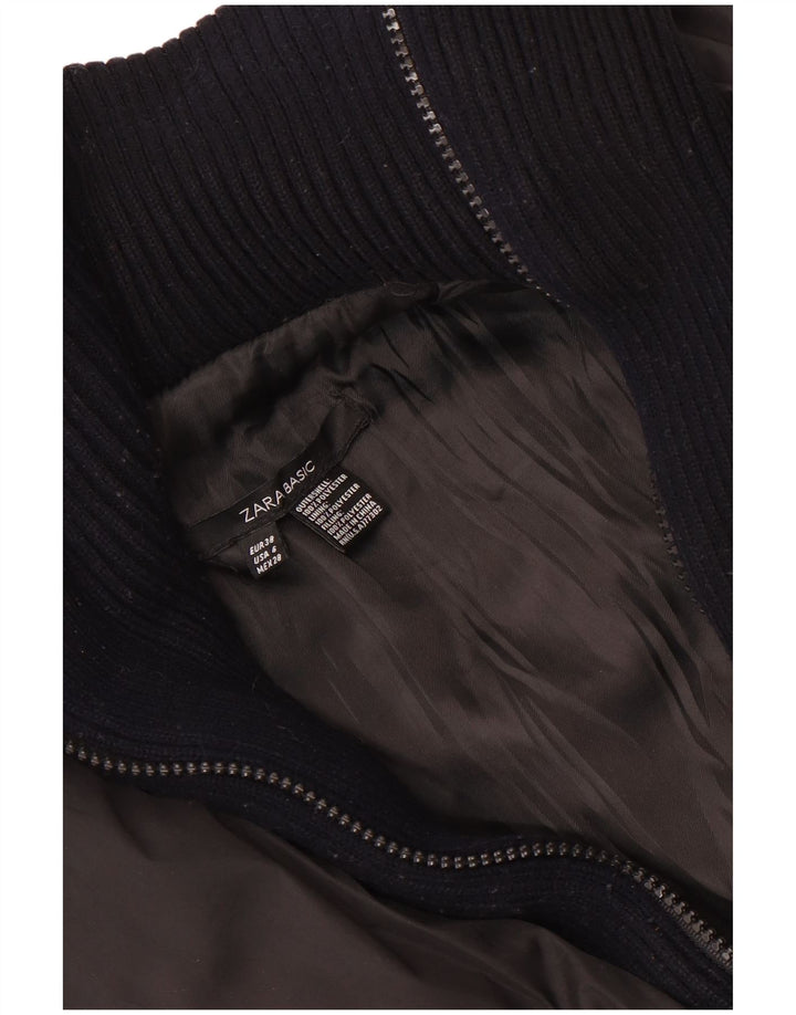 Zara Mujer Crop Chaqueta Acolchada EU 38 Small Negro Poliéster