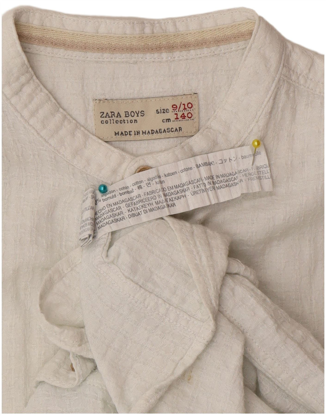 Zara Camisa Manga 3/4 Niño 9-10 Años Blanco