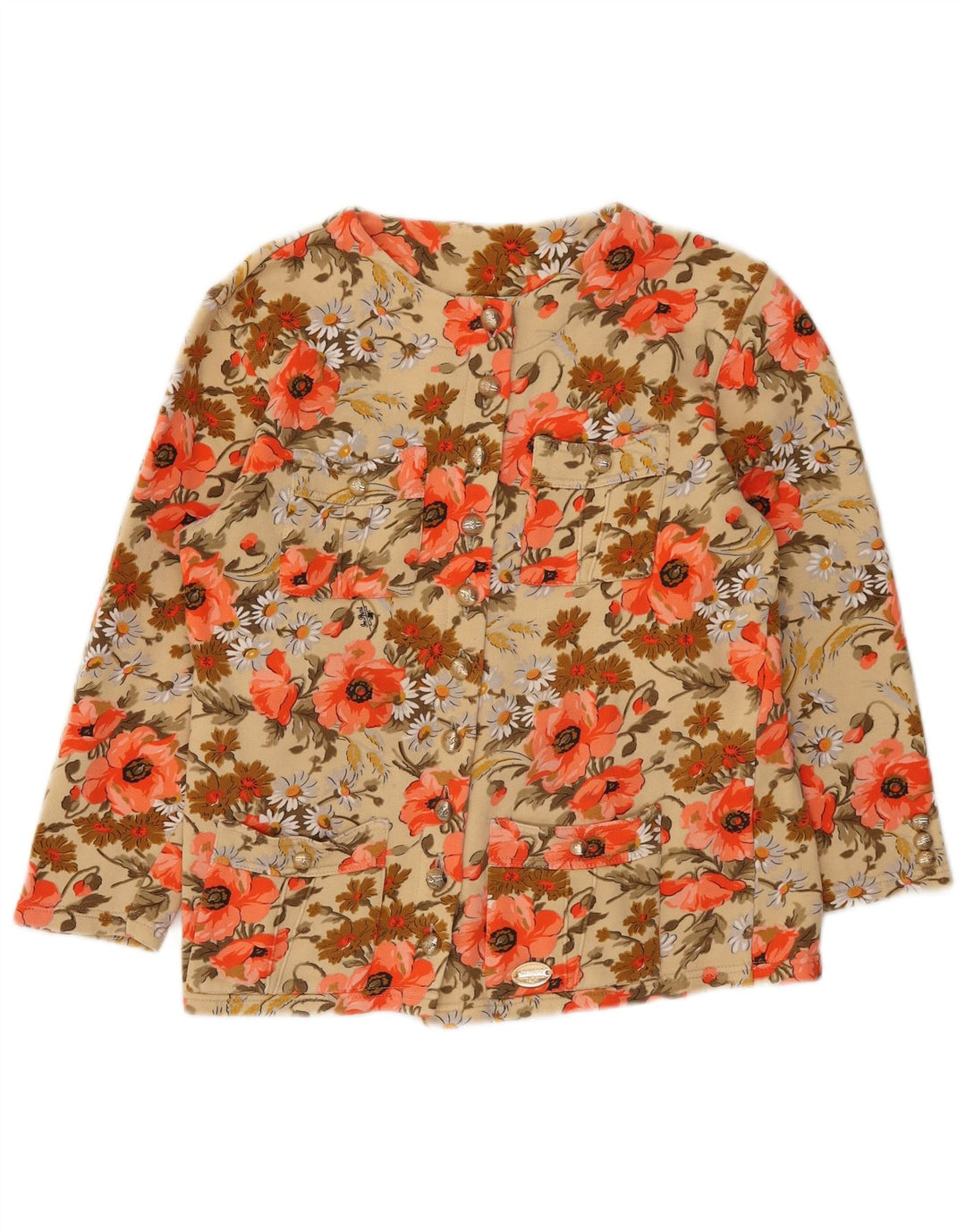 Chaqueta utilitaria vintage para mujer IT 42 Algodón floral multicolor medio