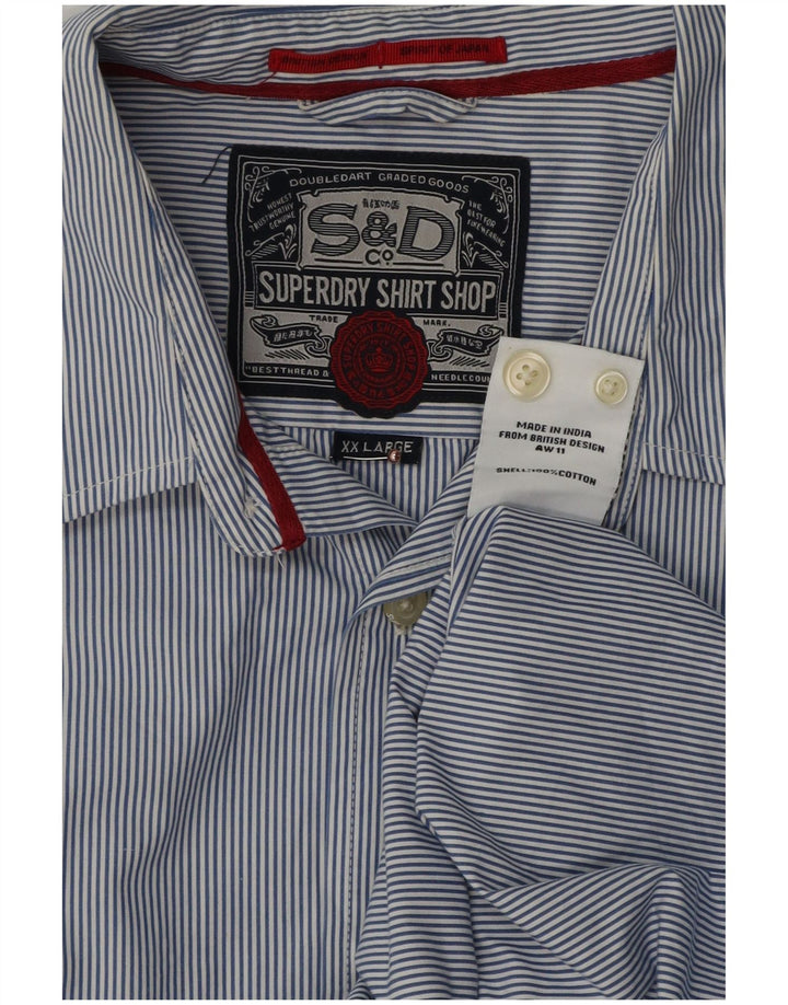 Camisa Superdry para hombre 2XL Algodón a rayas azules