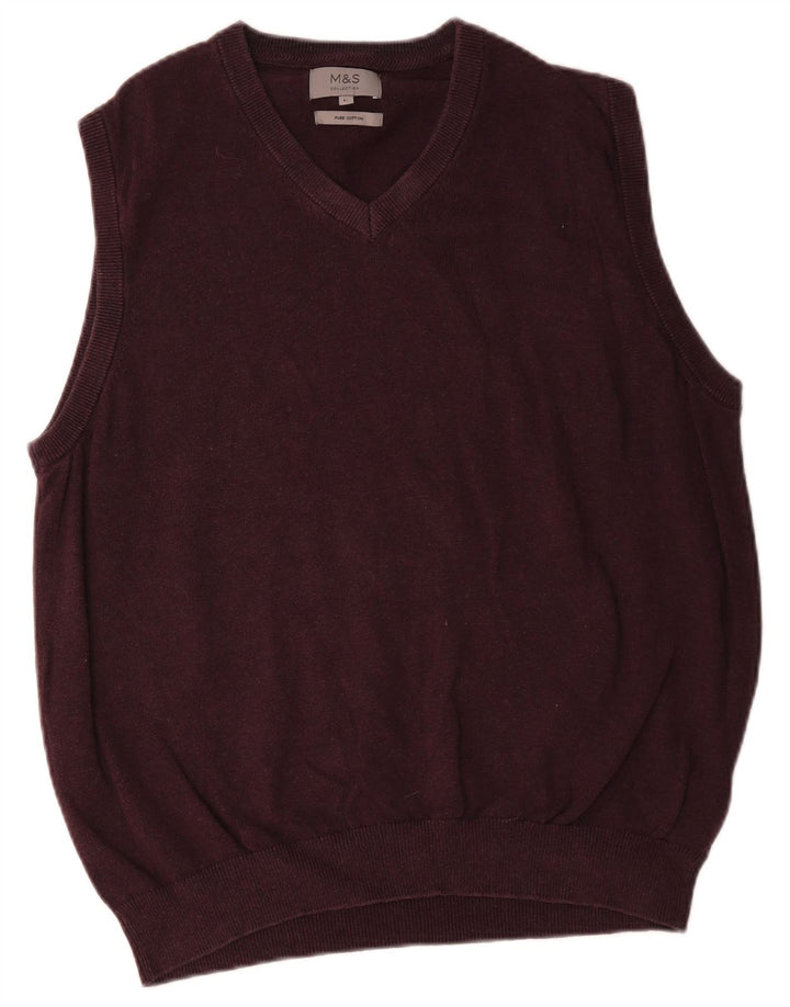 Marks & Spencer - Camiseta sin mangas para hombre, talla grande, algodón morado