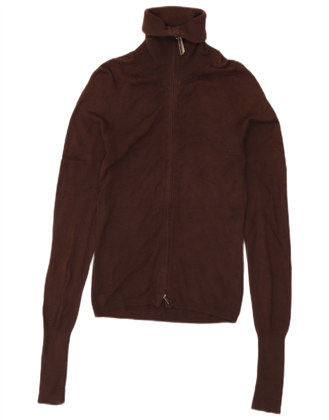 Zara Mujer Cárdigan Suéter UK 8 Pequeño Rayón Marrón