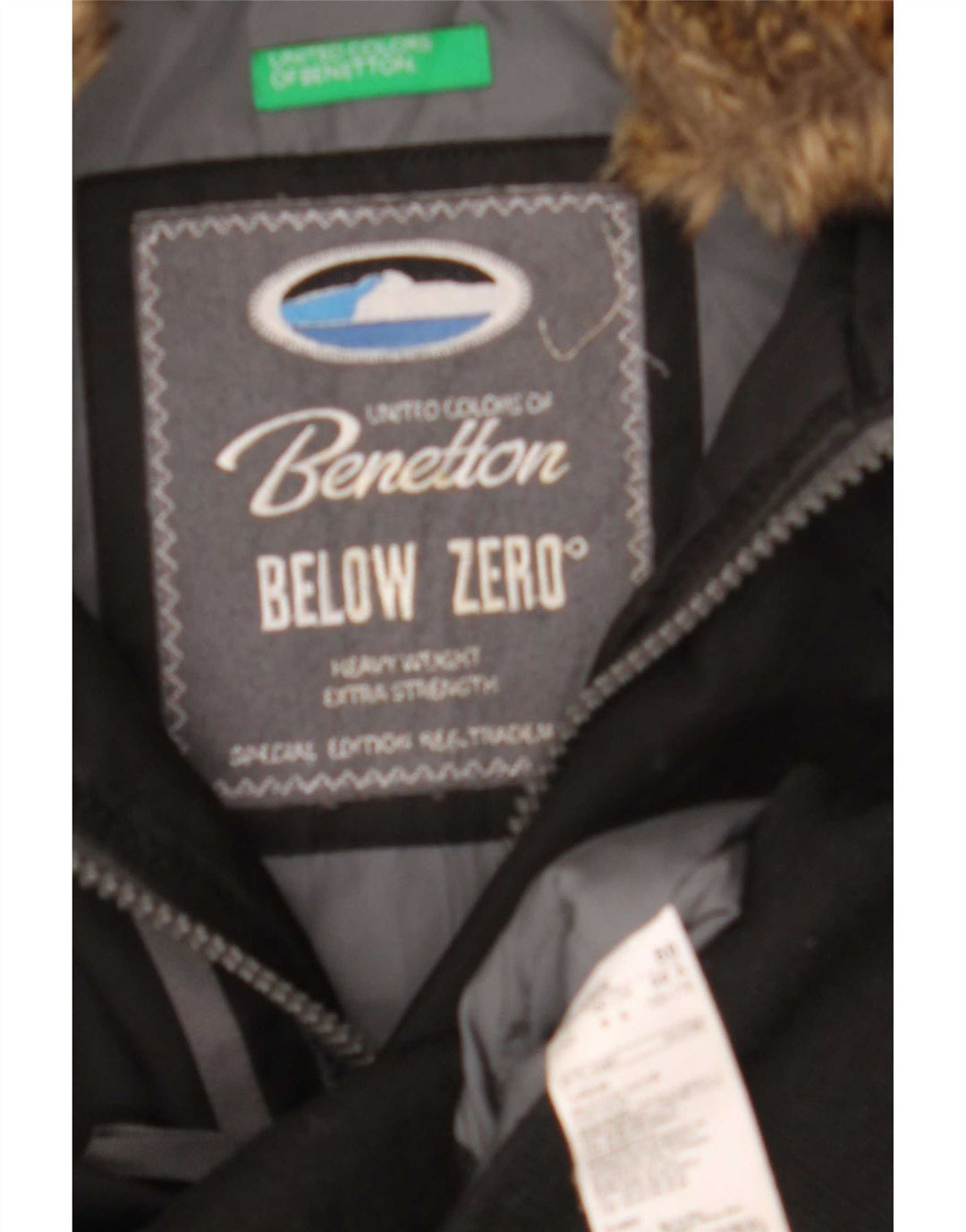 Benetton Hombre Chaqueta Acolchada Con Capucha IT 50 Large Negro