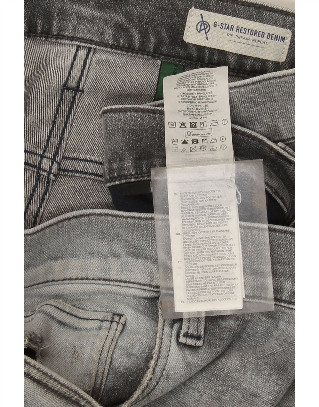 G-Star Hombre 3301 Vaqueros Slim Desgastados W36 L36 Algodón Gris