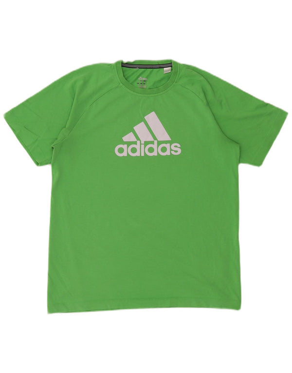 ADIDAS Chicos Climalite Graphic Camiseta Top 15-16 Años Verde Algodón