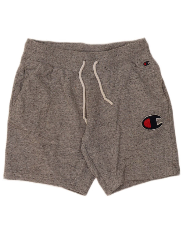 Champion Pantalones cortos deportivos para hombre de algodón moteado gris medio