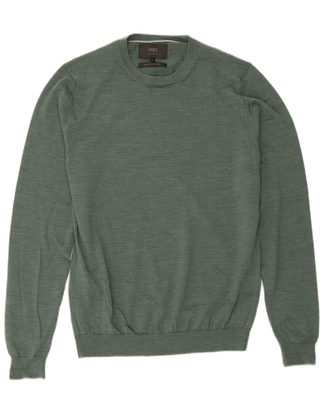 Marks & Spencer Jersey De Cuello Redondo Para Hombre De Lana Merino Verde Medio