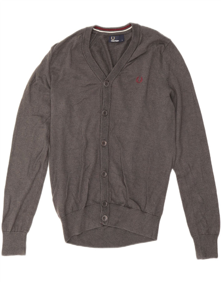 Fred Perry Suéter Cárdigan Para Hombre Pequeño De Lana Gris