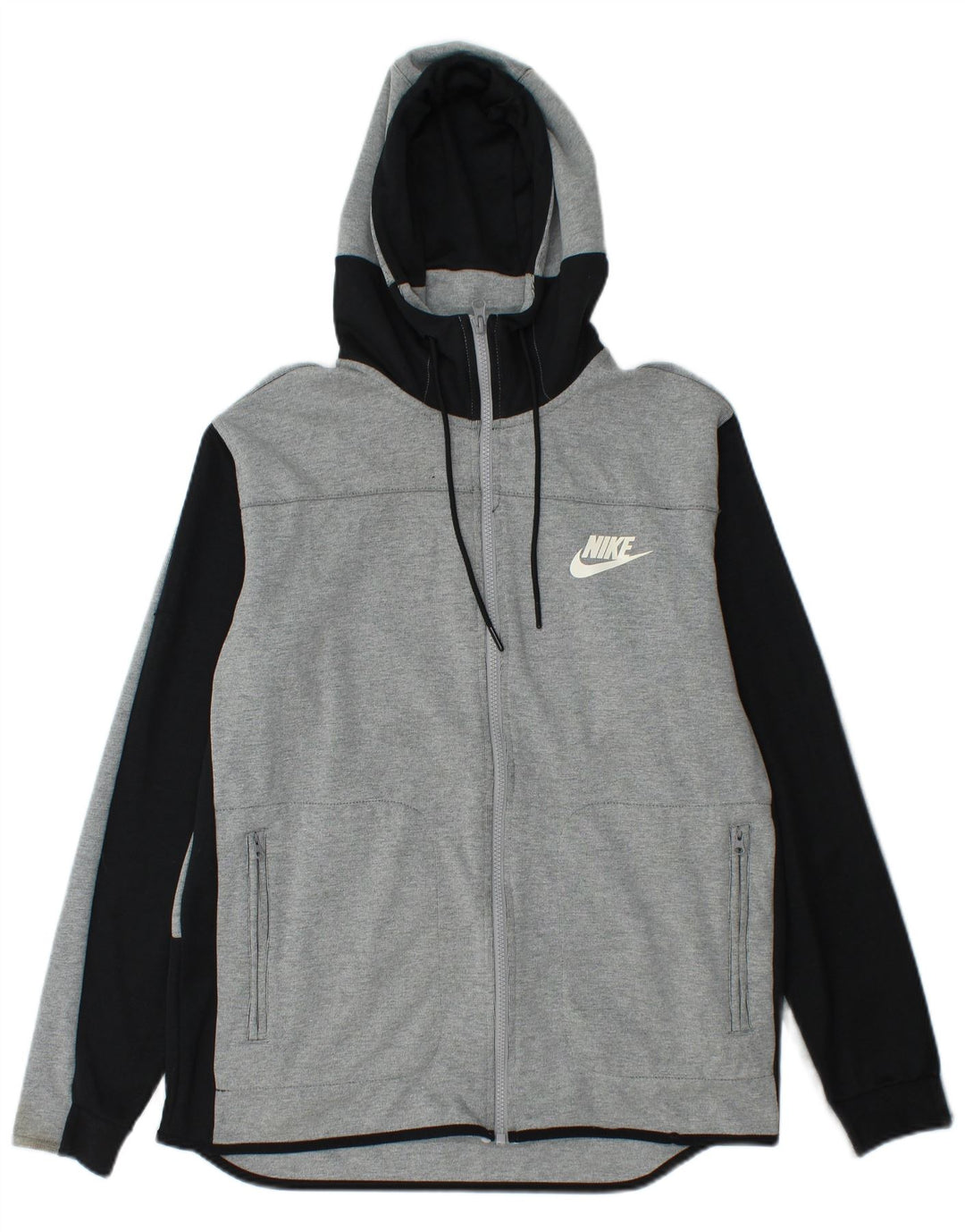 NIKE Hombre Sudadera con capucha y cremallera de algodón color block gris medio