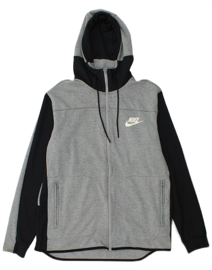 NIKE Hombre Sudadera con capucha y cremallera de algodón color block gris medio