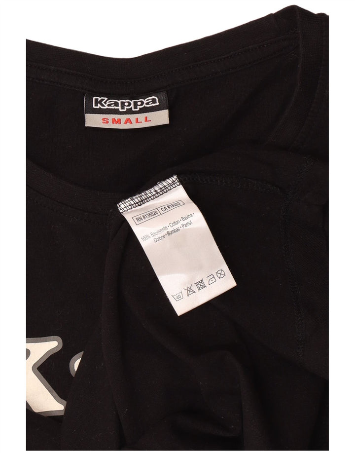 KAPPA Camiseta gráfica para mujer Top UK 10 Small Black Cotton