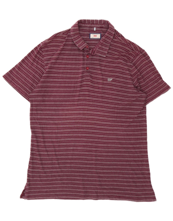 Polo Carrera Hombre Regular Fit XL Algodón A Rayas Burdeos