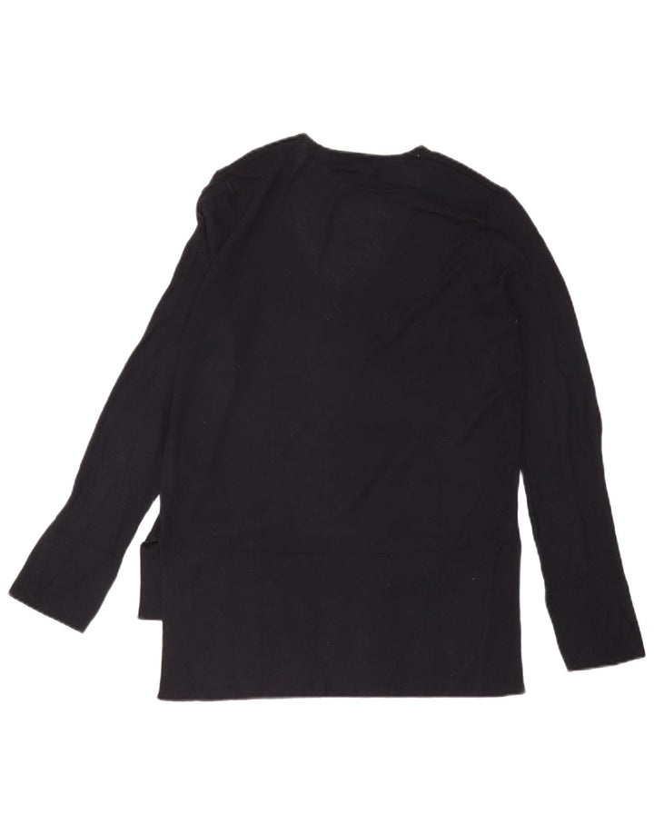 Zara Mujer Top Manga Larga UK 44 Medio Azul Marino Viscosa