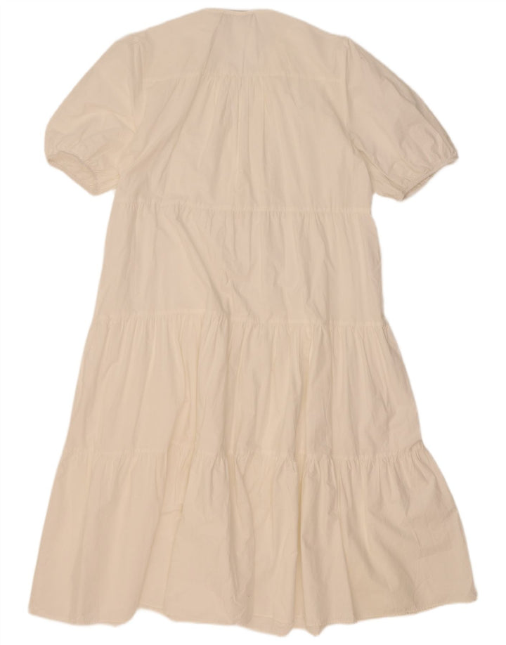 Zara Mujer Vestido Escalonado UK 44 Medio Blanco
