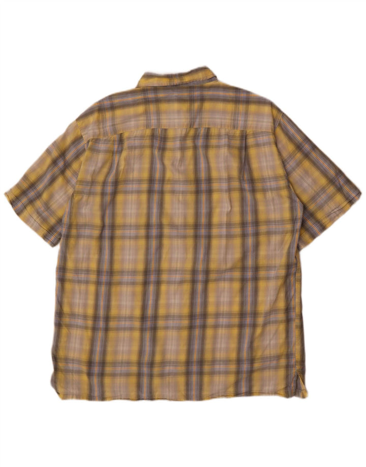 Angelo Litrico Camisa Hombre Talla 41/42 Grande Cuadros Amarillo Algodón