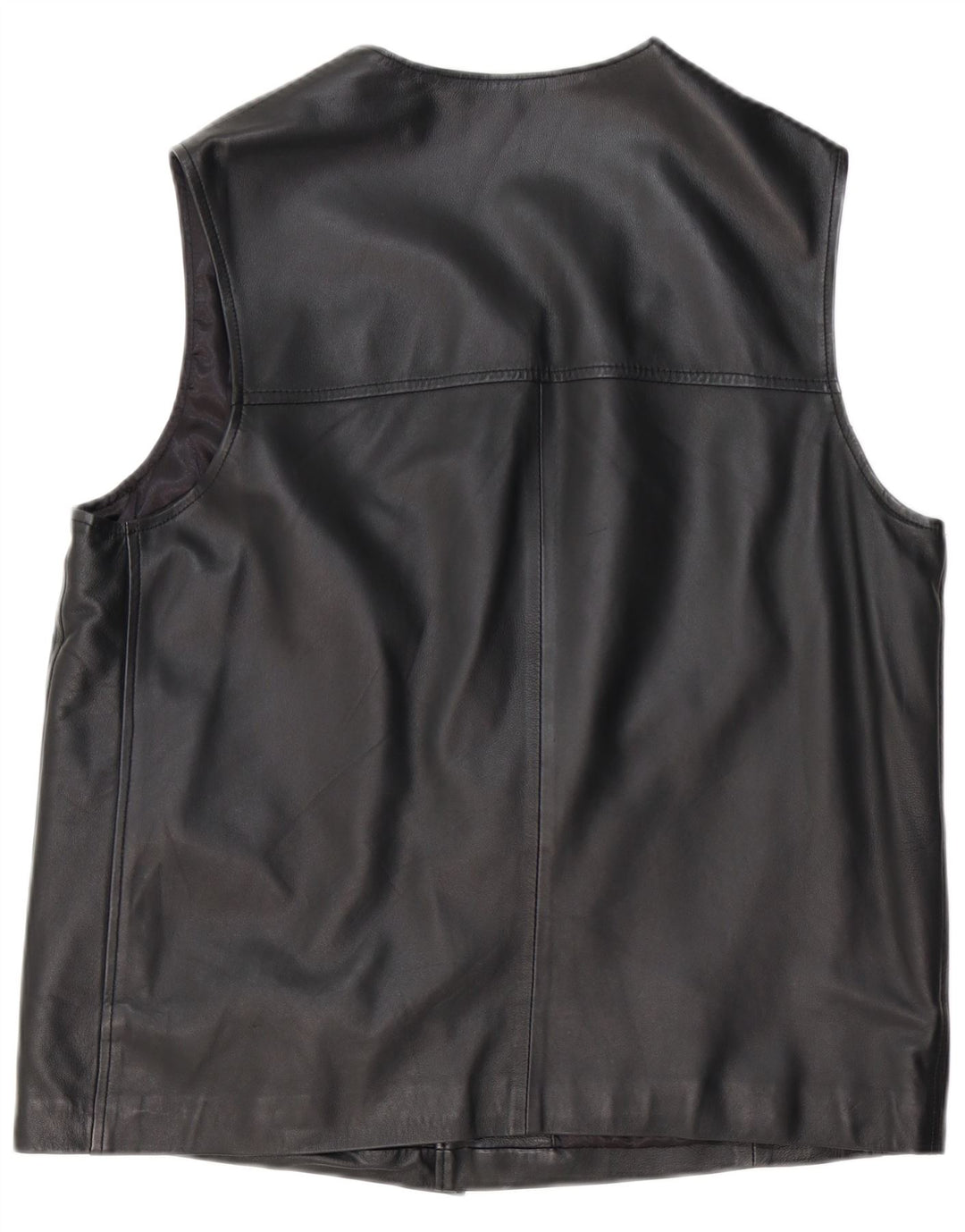Chaleco de cuero vintage para hombre cuero negro grande