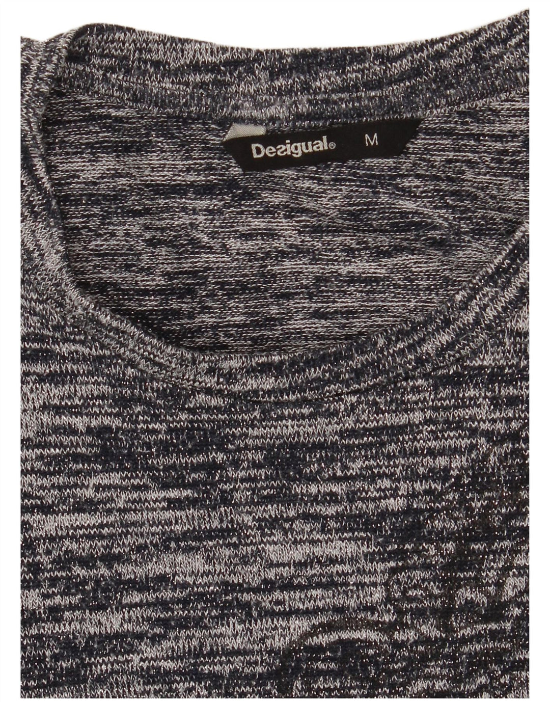 Desigual Top Túnica Asimétrica para Mujer Reino Unido 12 Gris Medio Moteado Bohemio