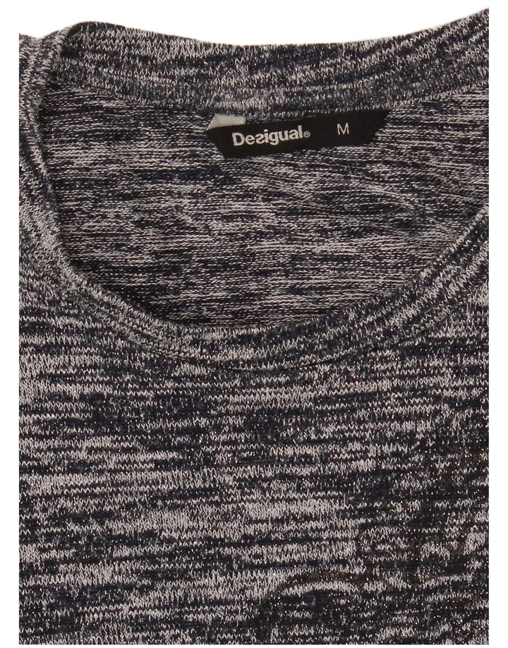 Desigual Top Túnica Asimétrica para Mujer Reino Unido 12 Gris Medio Moteado Bohemio