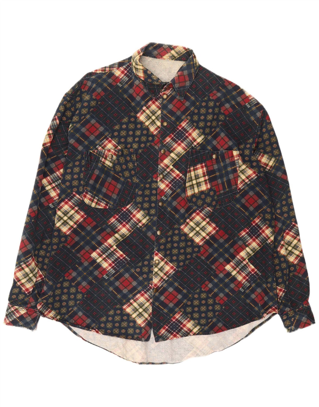 Camisa Vintage Hombre 3XL Azul Marino Patchwork