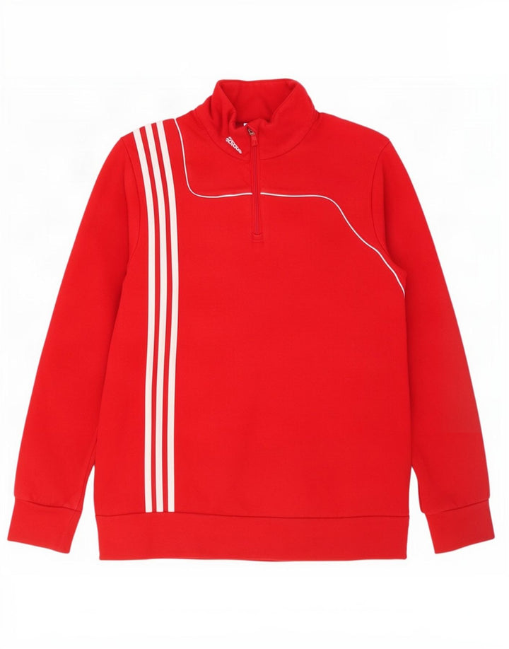 Adidas Hombre Zip Neck Sudadera Jumper Medium Rojo Algodón