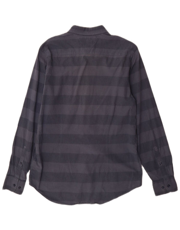 Camisa Tommy Hilfiger Slim Fit para hombre de algodón a rayas azul marino grande