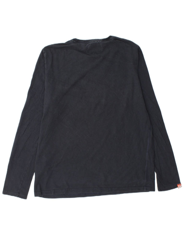 SUPERDRY Camiseta gráfica para hombre de manga larga 2XL Algodón azul marino