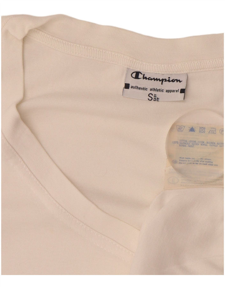 CHAMPION Camiseta sin mangas de ajuste fácil para mujer UK 10 Small White Cotton