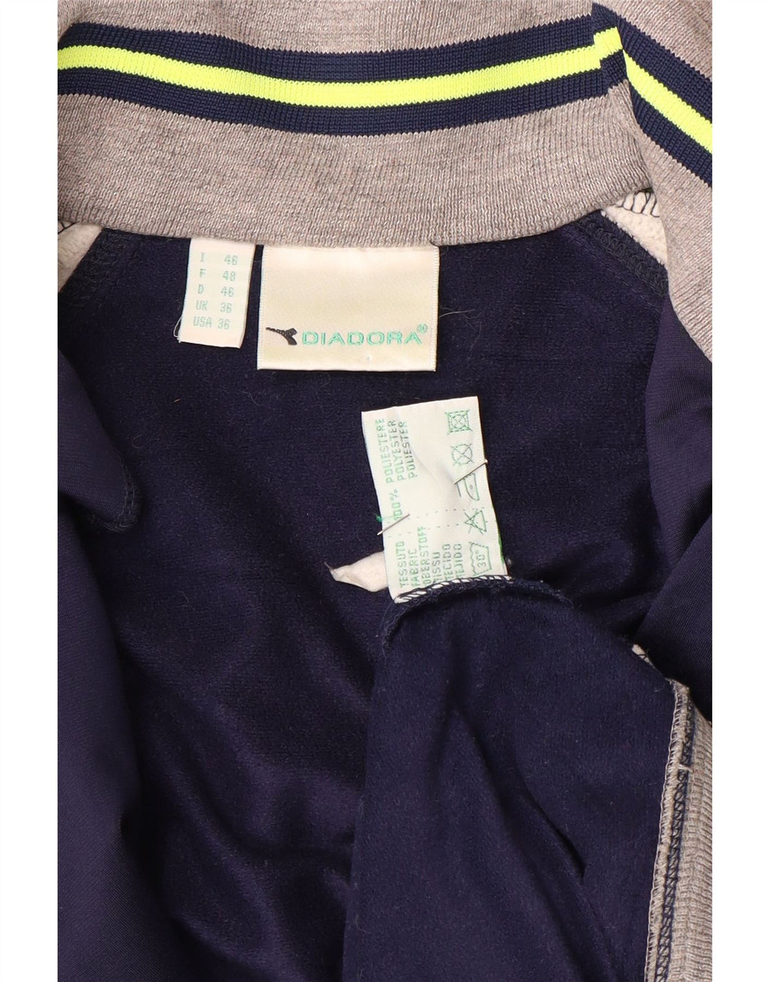 Diadora Mens Graphic Chándal Top Chaqueta UK 36 Small Azul Marino Colorblock