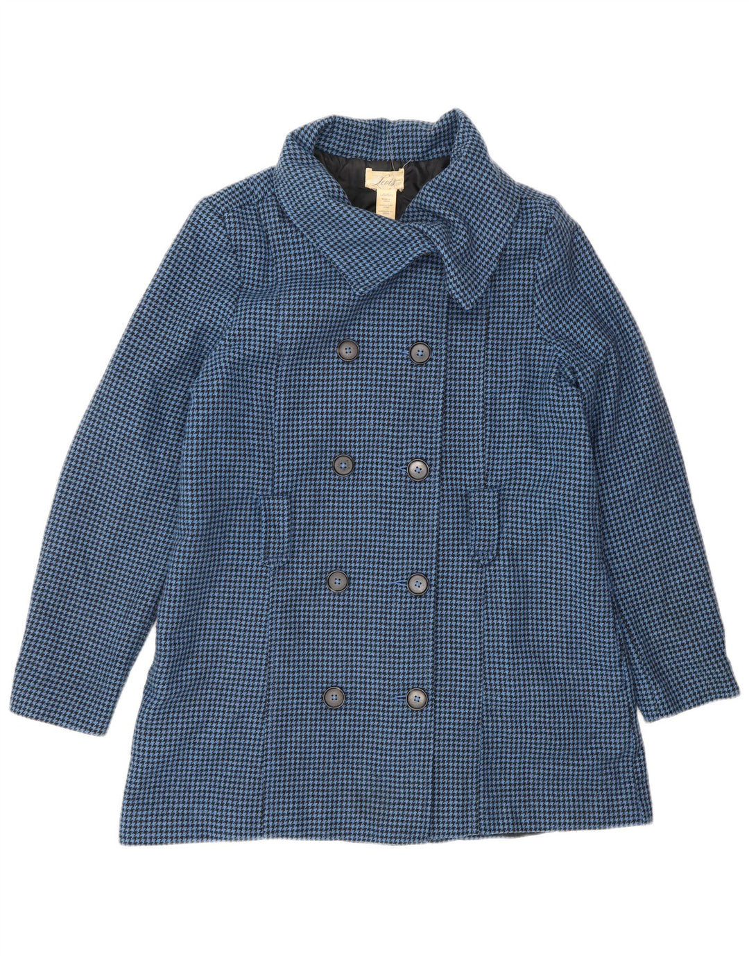 LEVI'S Abrigo cruzado para mujer UK 46 Lana de pata de gallo azul grande