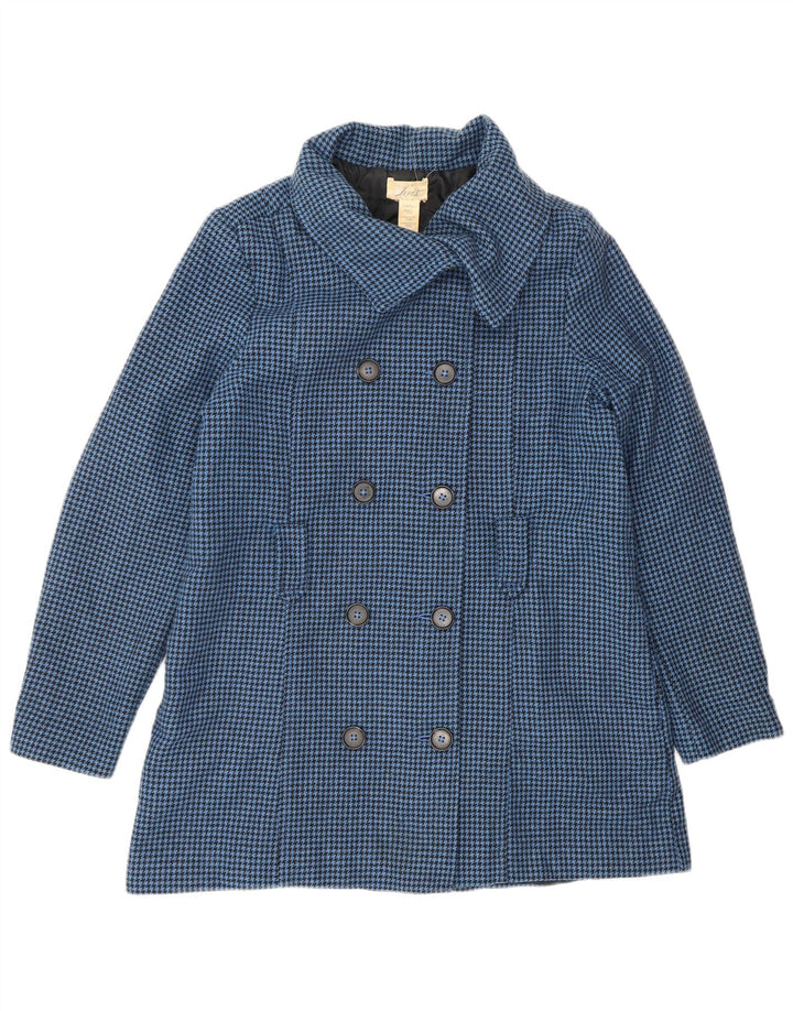 LEVI'S Abrigo cruzado para mujer UK 46 Lana de pata de gallo azul grande