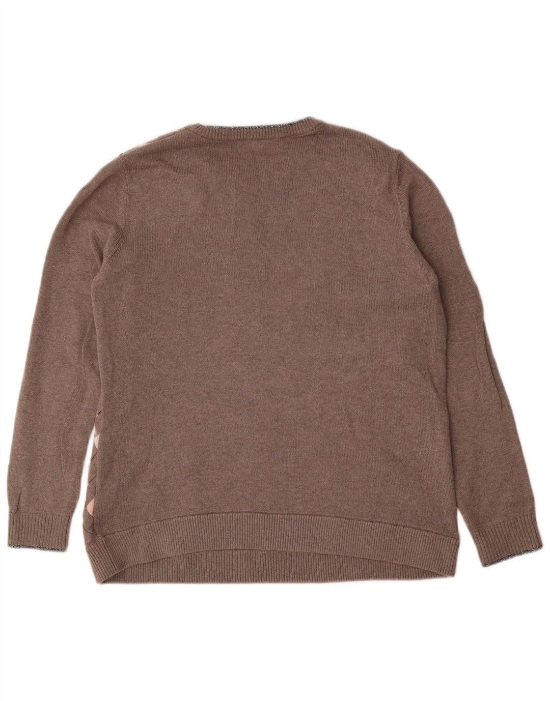 Ted Baker - Jersey de cuello redondo para mujer, talla 3, color gris medio, argyle/diamante