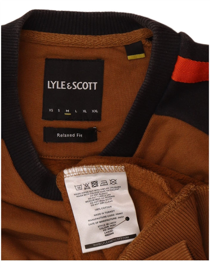 Lyle & Scott Hombre Sudadera tipo jersey de algodón color block en marrón medio