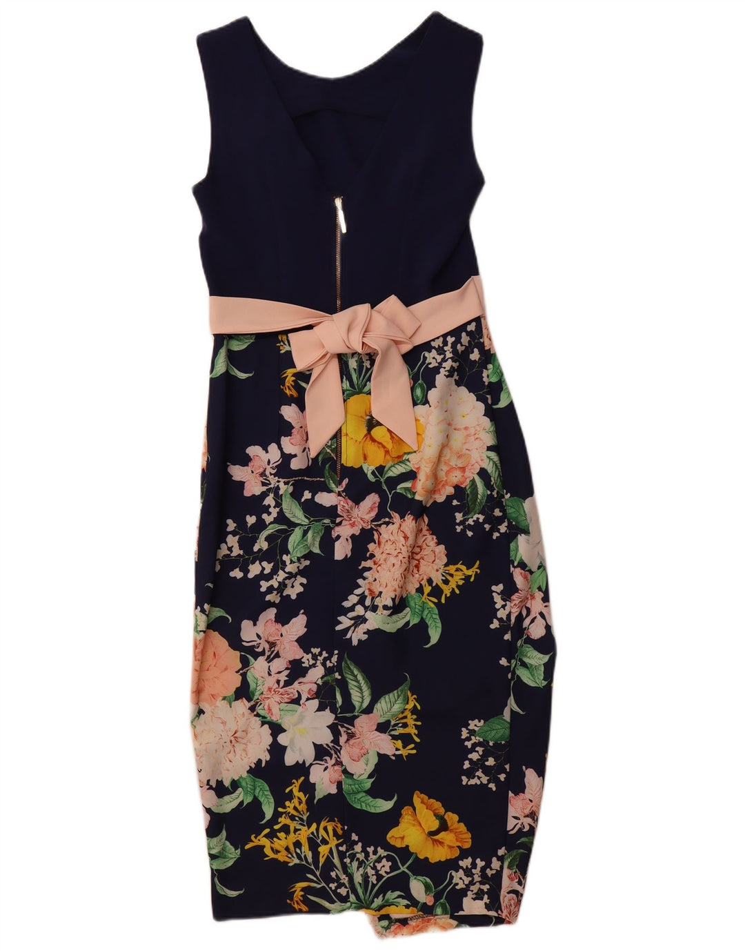 CLOSET Vestido ajustado sin mangas para mujer UK 8 Pequeño azul marino floral