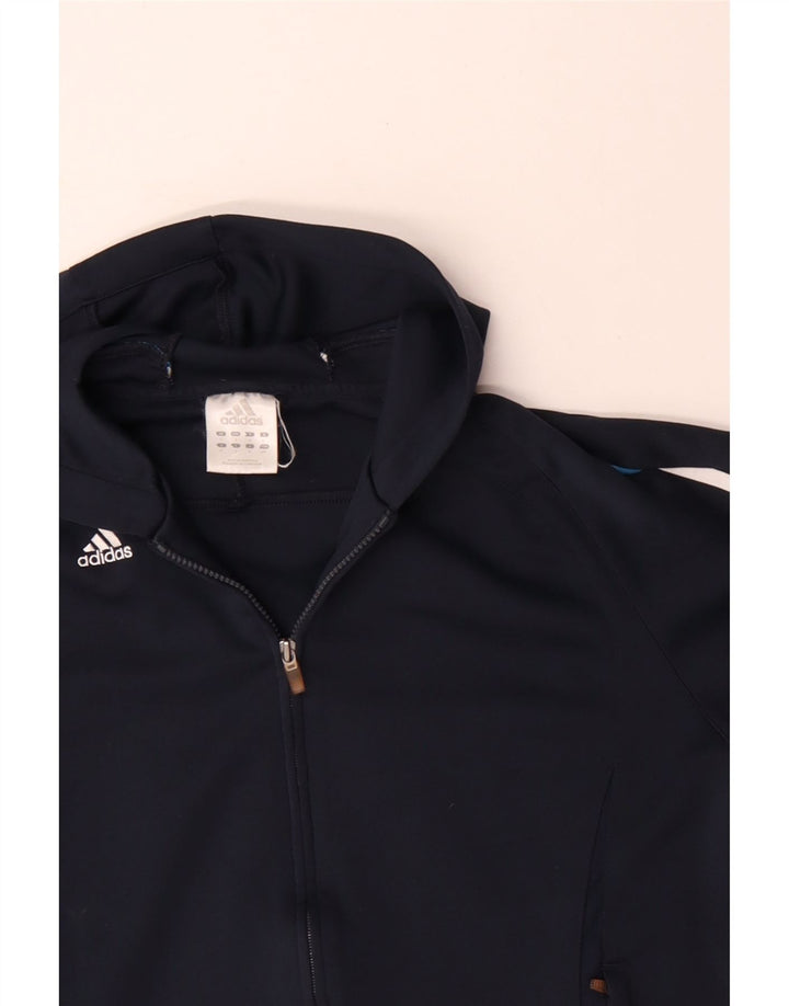 Adidas Mens Climalite Zip Sudadera con capucha Suéter Pequeño Azul Marino Poliéster
