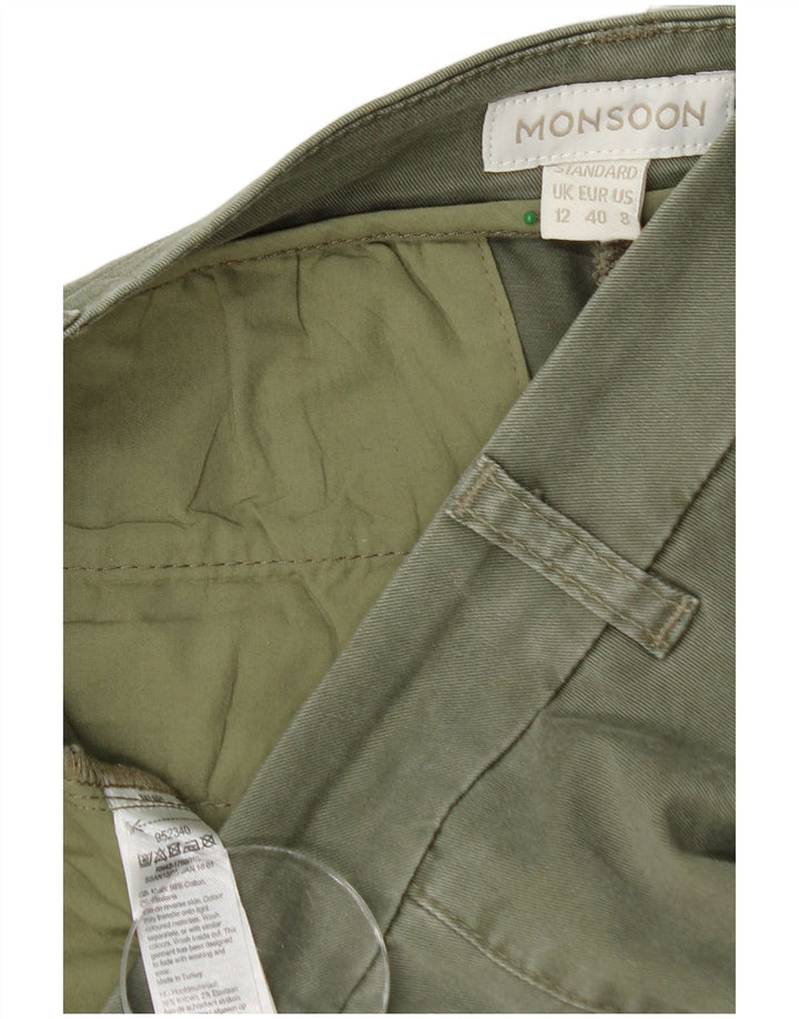 MONSOON Pantalones chinos rectos estándar para mujer UK 12 Medium W32 L28 Caqui