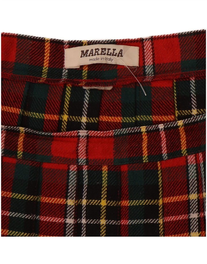 Marella Mujer Falda Cruzada Plisada W30 Cuadros Rojos Medianos