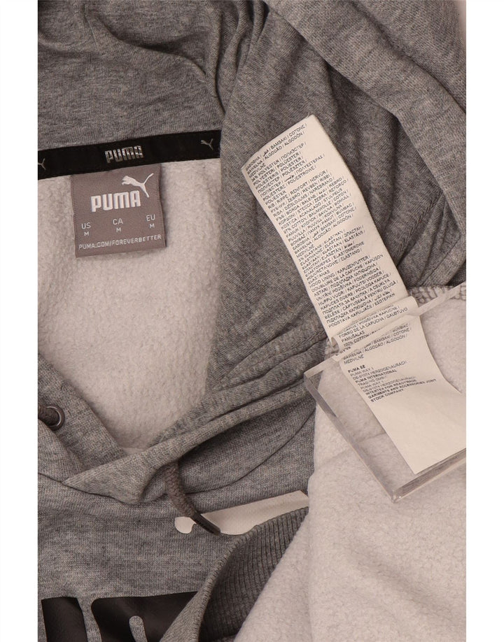 PUMA Jersey con capucha gráfica para hombre de algodón gris medio