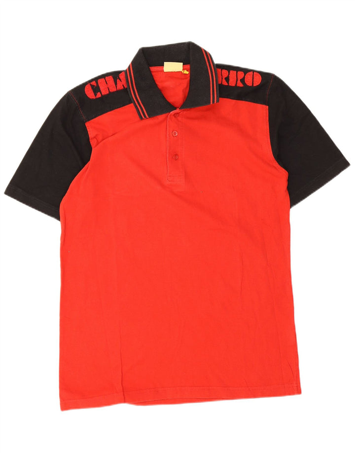 Charro Polo gráfico para hombre de algodón con bloques de color rojo grande