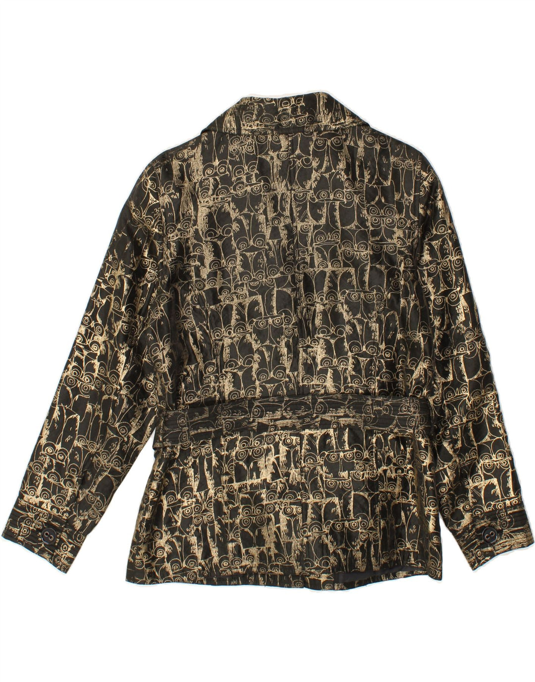 CHICO'S Womens Abstract Pattern Overcoat UK 14 Medium Gold Rayon Vintage Chico's and Second-Hand Chico's from Messina Hembry 