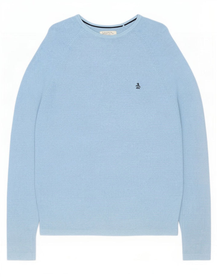 Jersey Penguin con Cuello Barco para Hombre Azul Medio Algodón