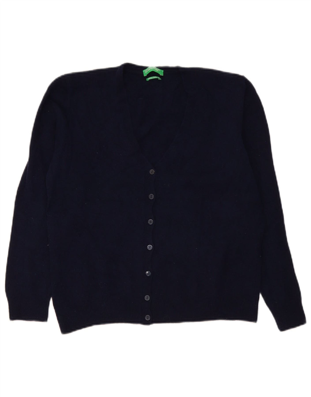 Benetton Cárdigan Mujer UK 44 Large Lana Azul Marino