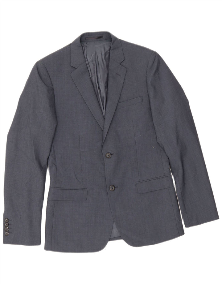 Dkny Chaqueta Blazer Slim Fit con 2 Botones para Hombre UK 36 Small Lana Azul Marino
