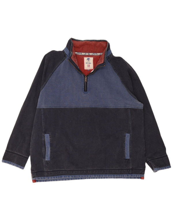 Fat Face - Sudadera con cuello y cremallera para hombre, talla 2XL, algodón azul marino