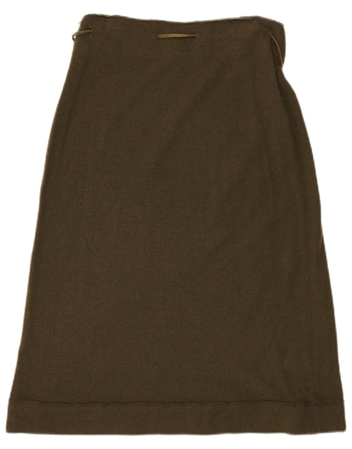 Stefanel Falda acampanada de punto para mujer EU 38 Mediana W28 Lana caqui
